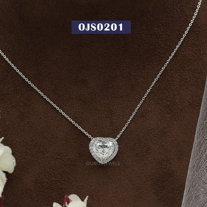 Heart Cut  Halo  Lab Diamond  Pendant