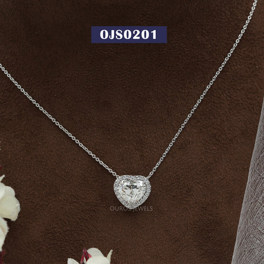 Heart Cut  Halo  Lab Diamond  Pendant