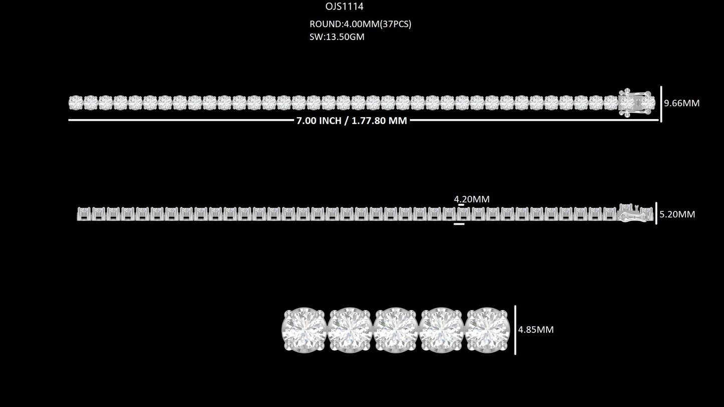 White Gold 4.00 MM Round Diamond Tennis Bracelet