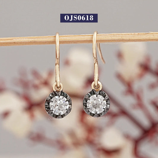 OEC Round Cut Lab Diamond Dangle Earring