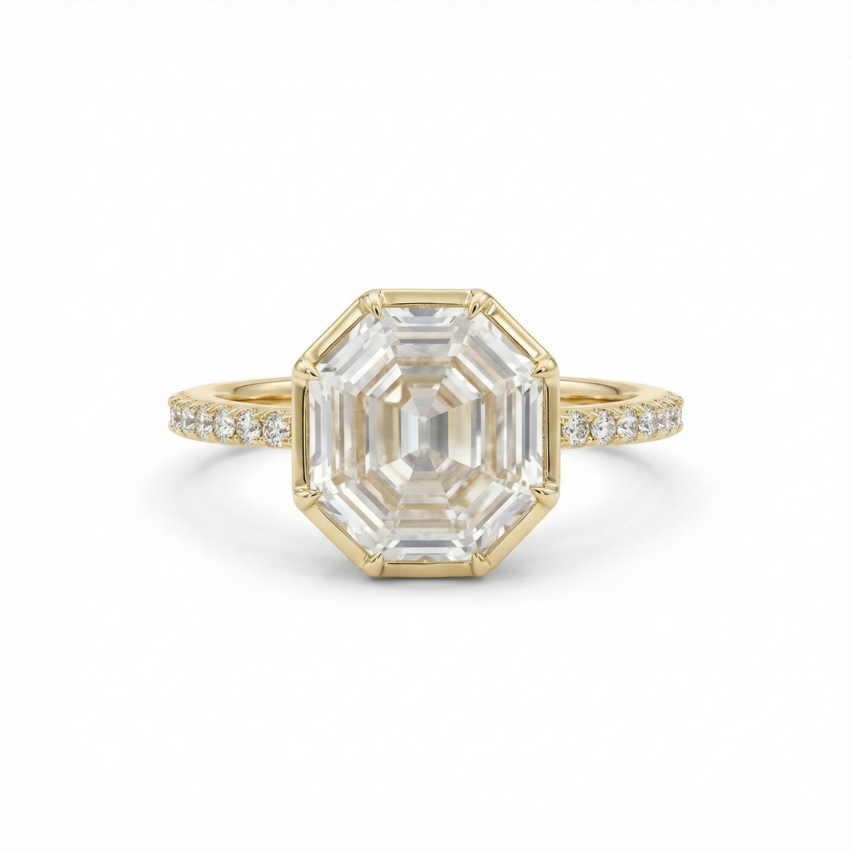 Old Mine Hexagon Asscent Engagement Ring