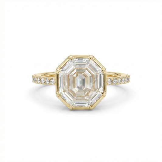 Old Mine Hexagon Asscent Engagement Ring