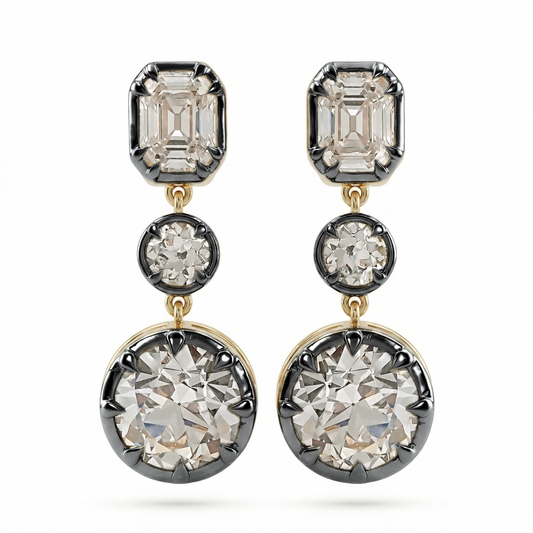 Old Cut Diamond Dangle Drop Earrings