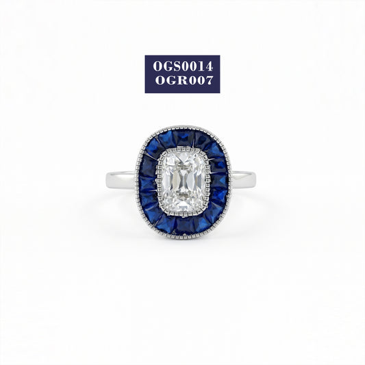 Old Mine Cushion Cut Halo Gemstone Ring