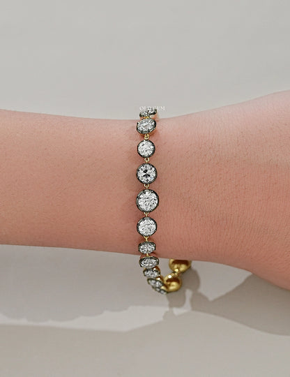 Old European Round Cut Black Coating Bracelet