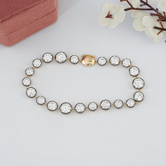 Old European Round Cut Black Coating Bracelet