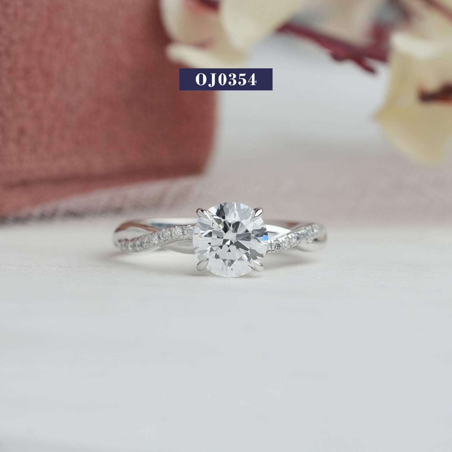 Round Cut Accent Diamond Engagement Ring