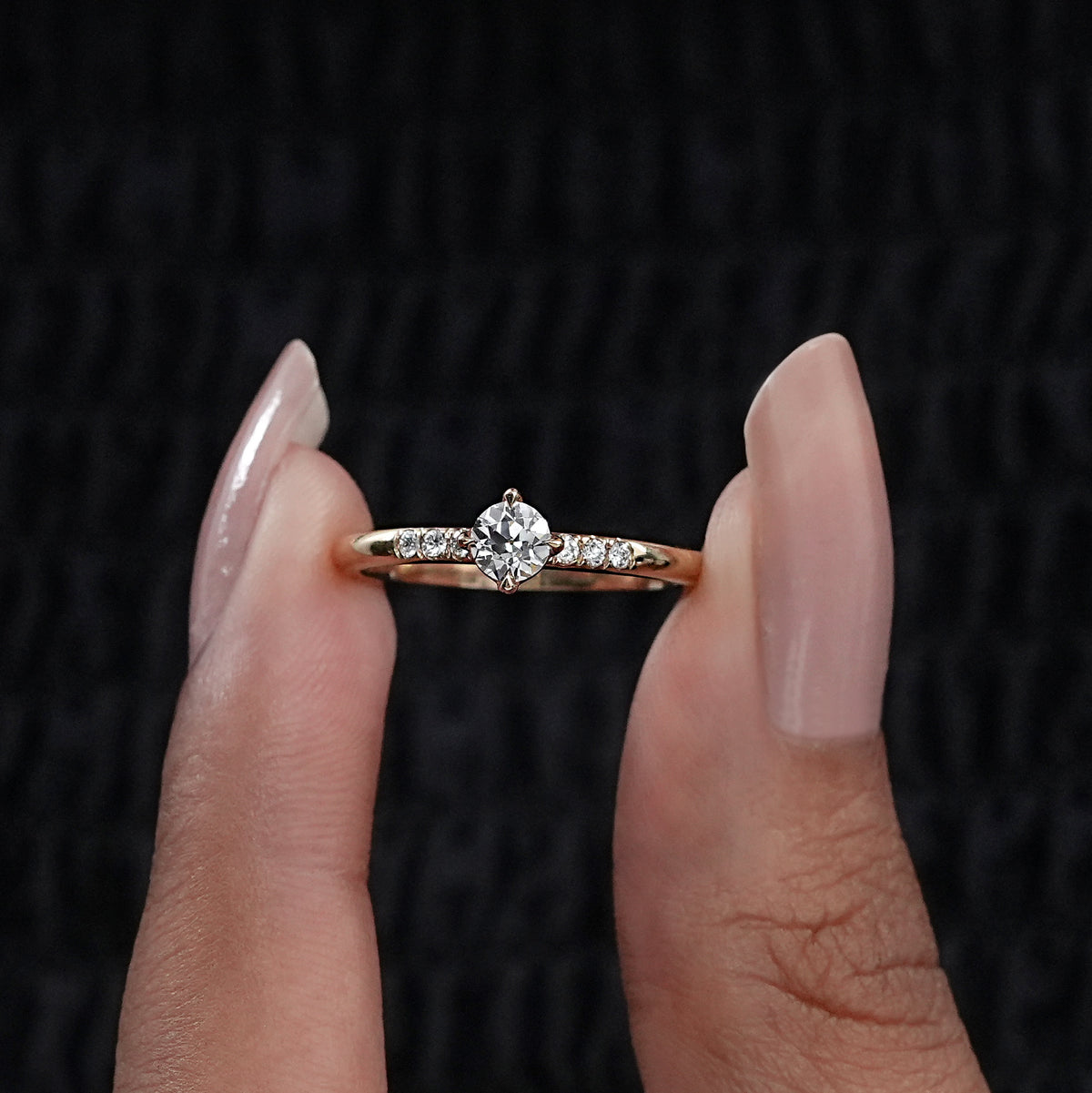OEC Round Cut Accent Diamond Ring