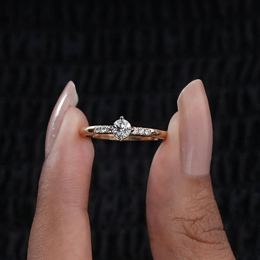OEC Round Cut Accent Diamond Ring