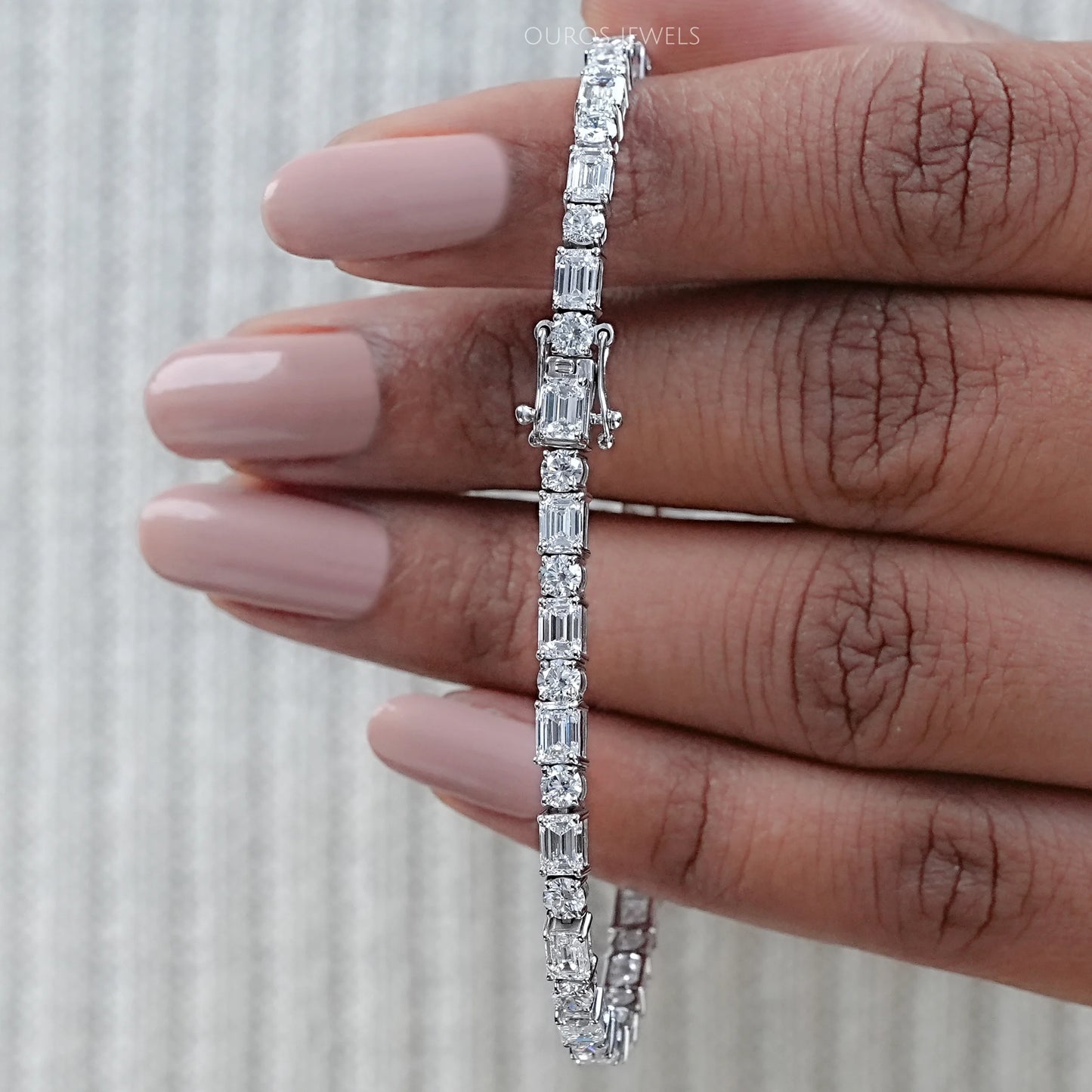 Emerald And Round Cut Lab Tennis Bracelet