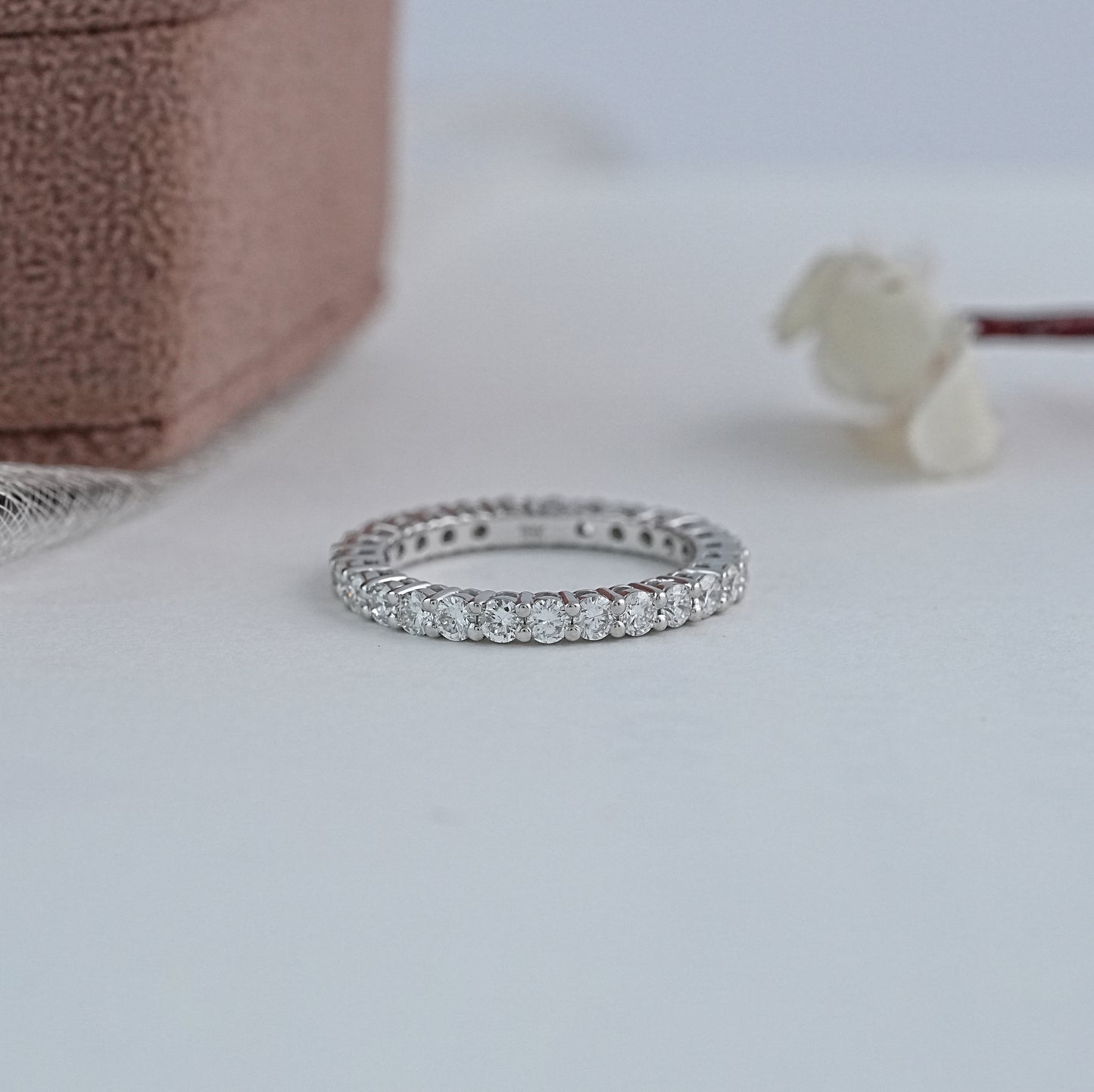 Round Lab Diamond Eternity Wedding Band