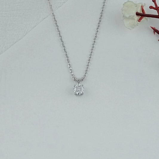 Round Lab Diamond Solitaire Bail Pendant
