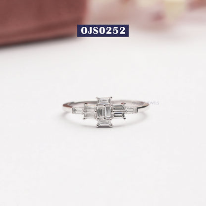 Baguette Cut Cluster Diamond Anniversary Ring