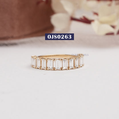 Baguette Cut  Lab Grown Diamond Half Eternity  Wedding  Band