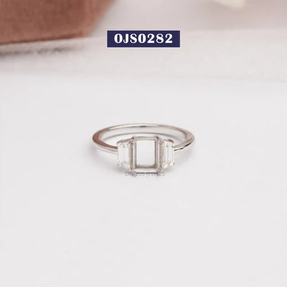 Trapezoid Cut Semi  Mount Engagement Ring