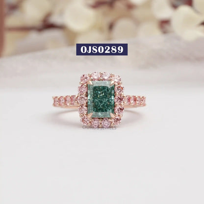 IGI Certified Green Radiant  Cut Engagement Ring