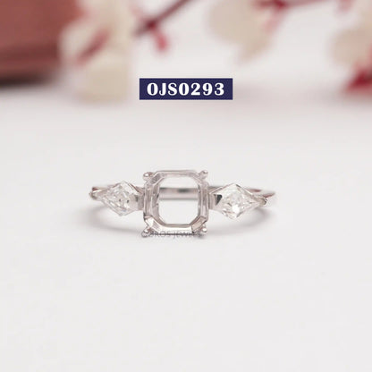 Fancy  Kite Cut 3 Stone Engagement Ring