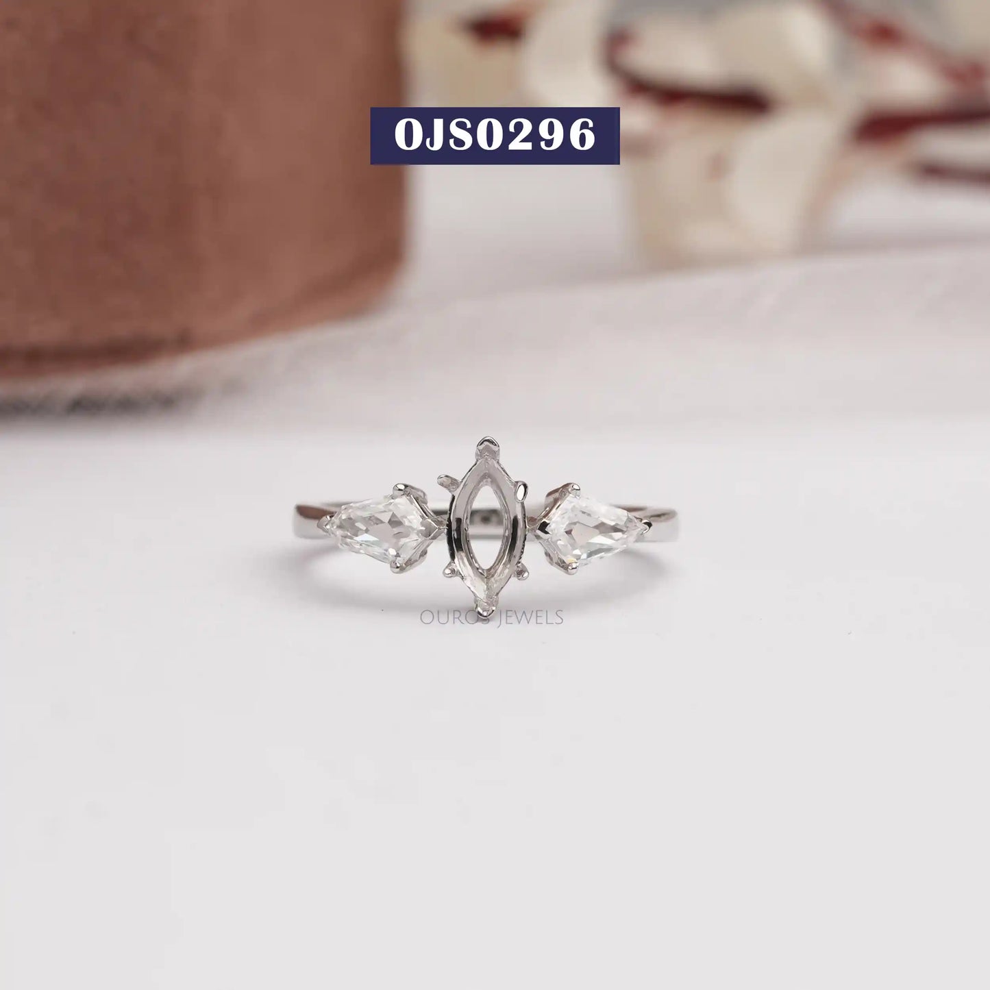 Step Cut  Kite Diamond  Semi  Mount Ring