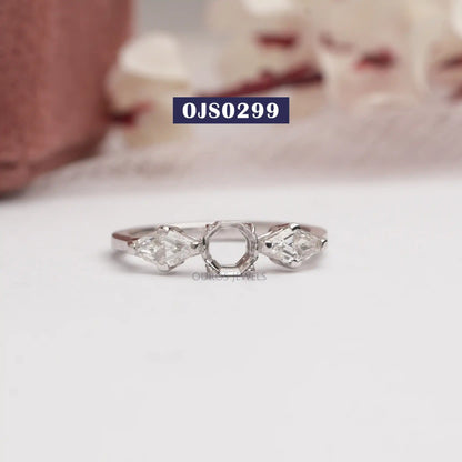 Elongated Shield Cut  Three Stone  Ring
