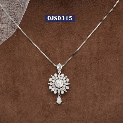 Bezel  Set Cluster Diamond  Pendant
