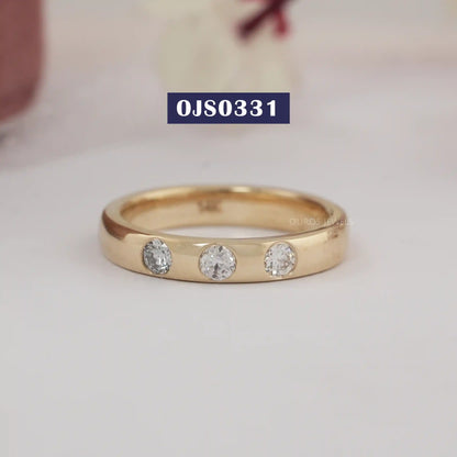 Old European Round Cut Three Stone Ring