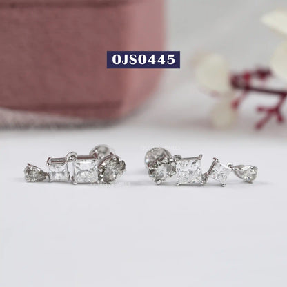 Pear & Oval Cut Fancy Olive Colored Diamond Earrings