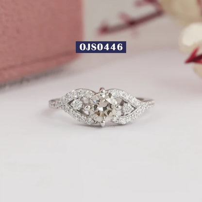 Olive Round  Cut  Cluster Diamond Dainty Ring
