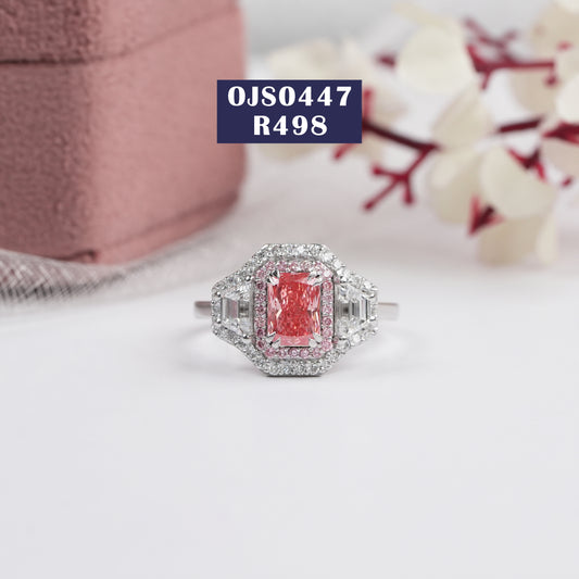 Radiant & Trapezoid Diamond 3 Stone Ring
