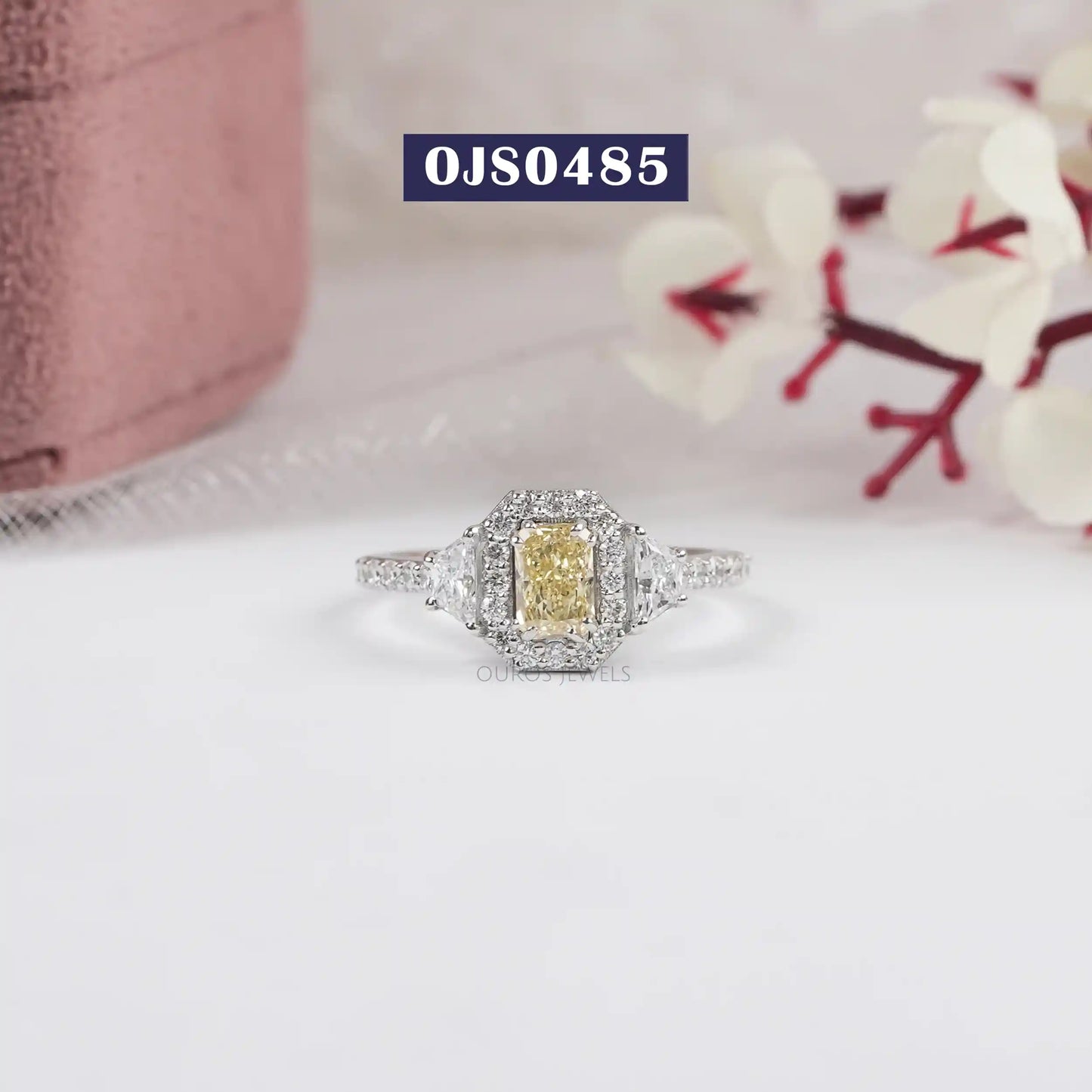 Yellow Radiant Cut Lab Diamond  Engagement Ring