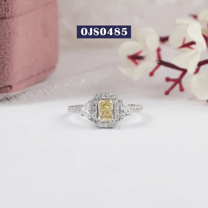 Yellow Radiant Cut Lab Diamond  Engagement Ring