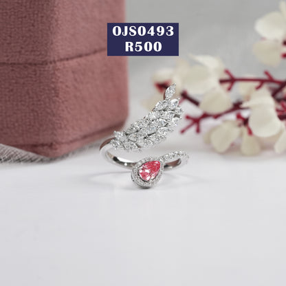 Pink Pear Cut Diamond Open Ring