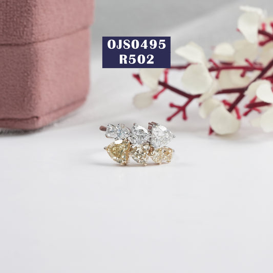Yellow Heart Diamond Curved Diamond Ring