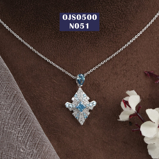Fancy Blue Princess Cut Lab Diamond  Pendant