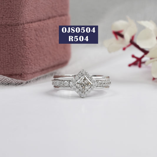 Olive Princess Cut Halo Diamond Ring