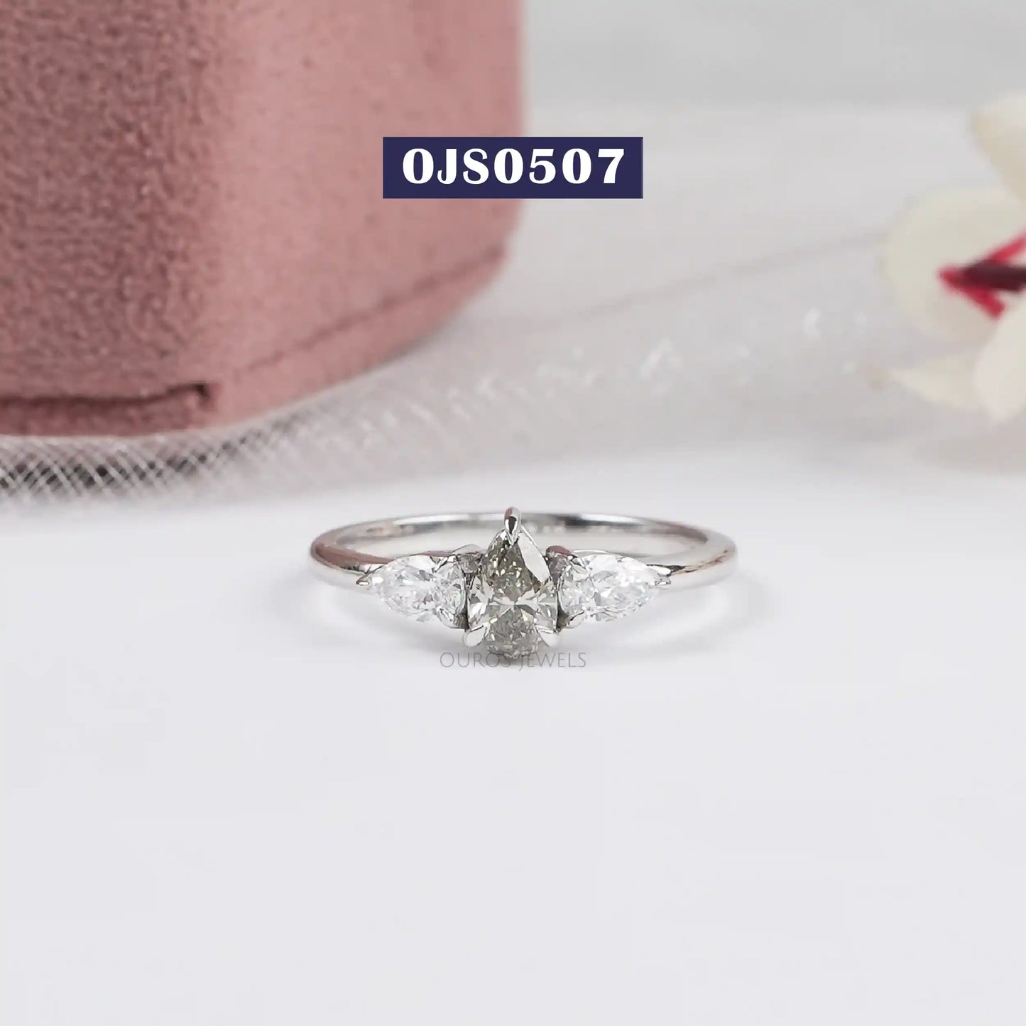 3 Stone  Pear shape  Lab Diamond  Ring