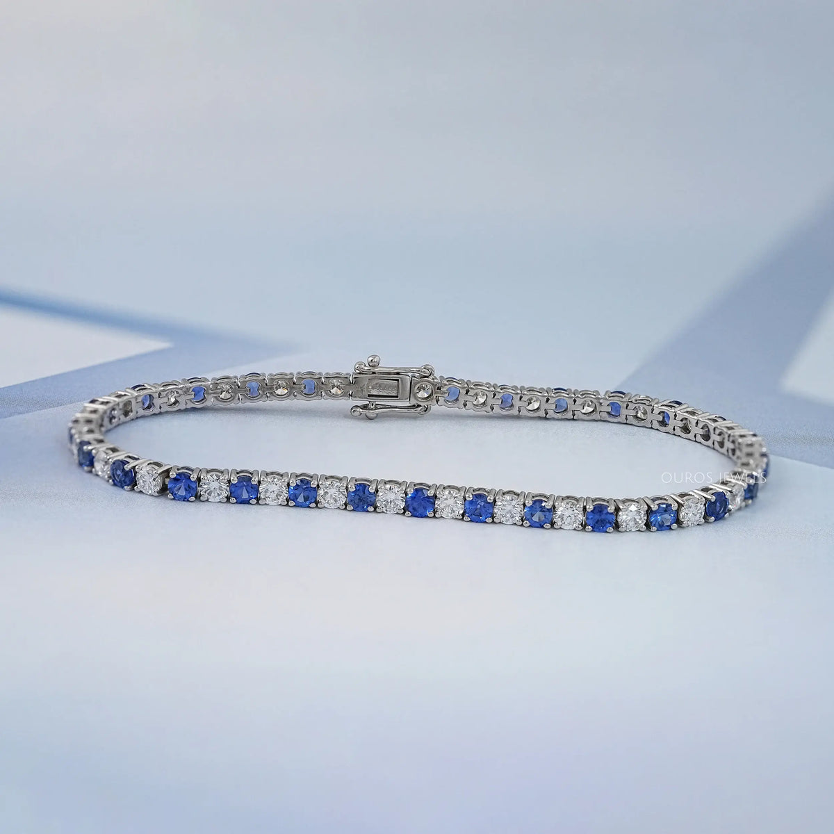 Round Cut Sapphire And Diamond Bracelet