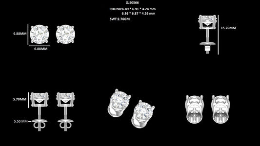 Round Diamond Stud Earrings