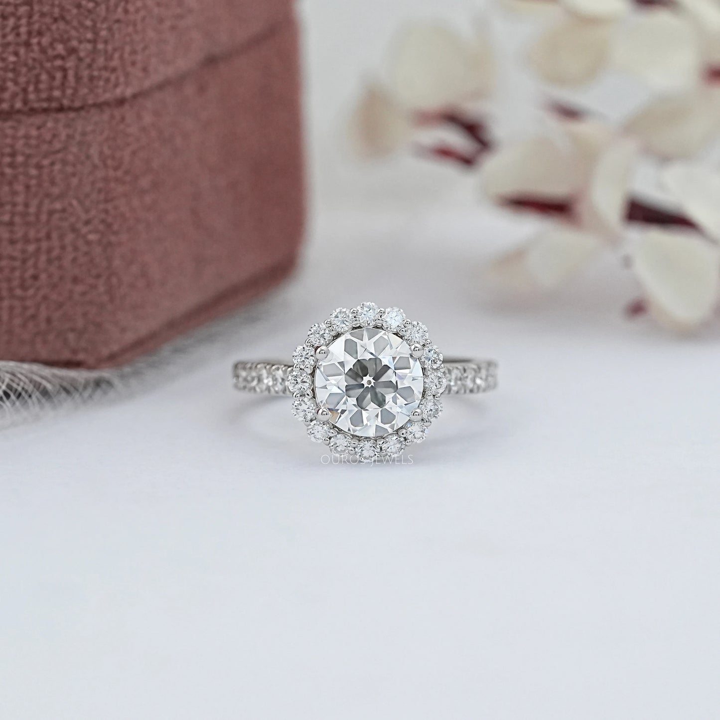 OEC Round Diamond Halo Accent Ring