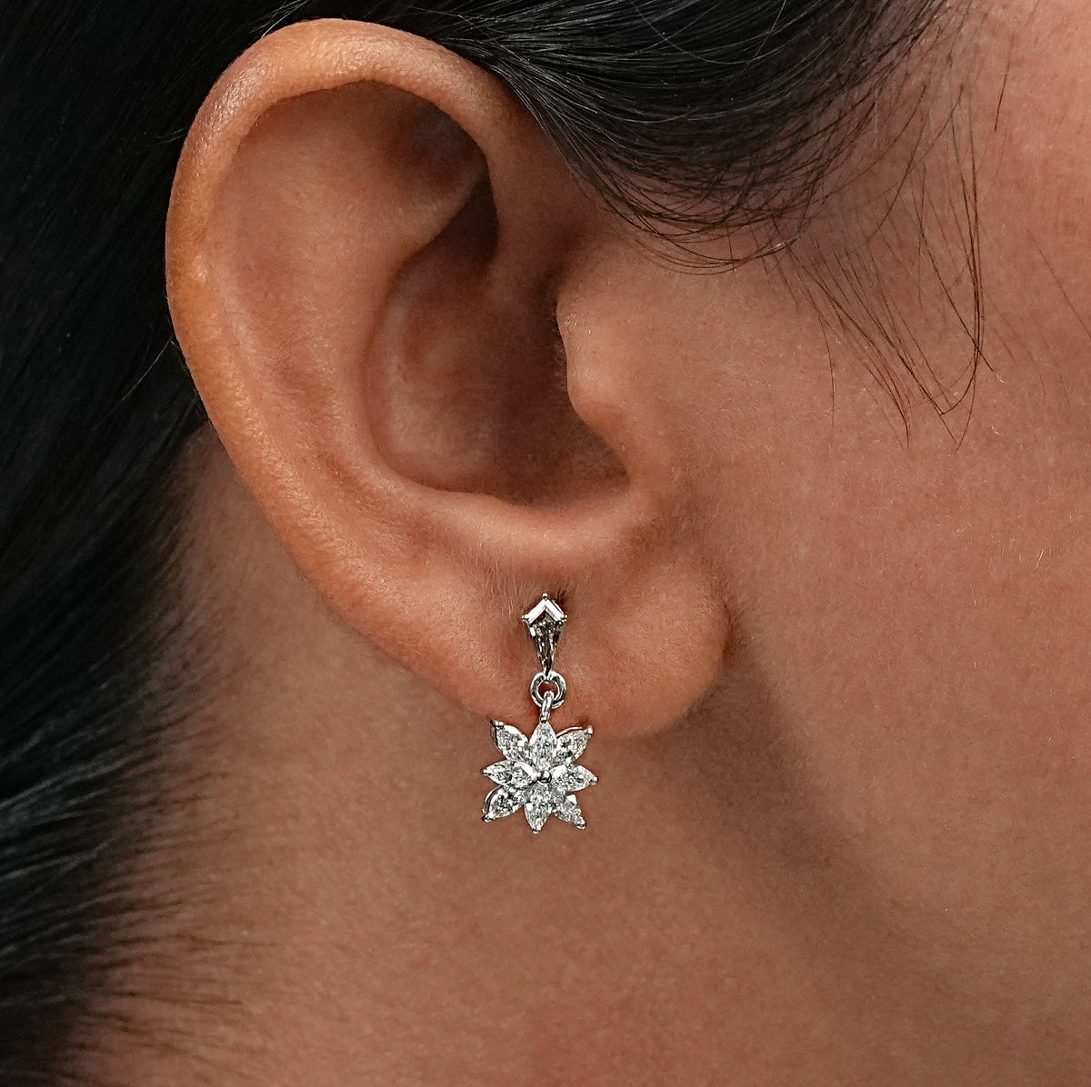 Olive Kite Cut Lab Diamond Drop Dangle Earring