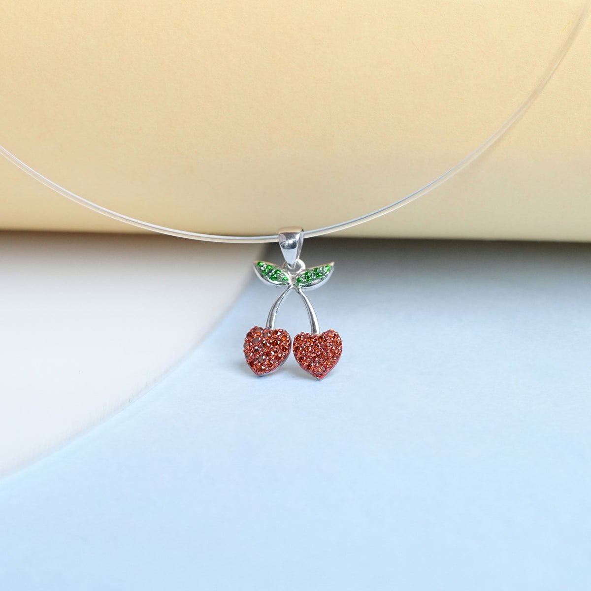 Round Cut Color Diamond Cheery Pendant