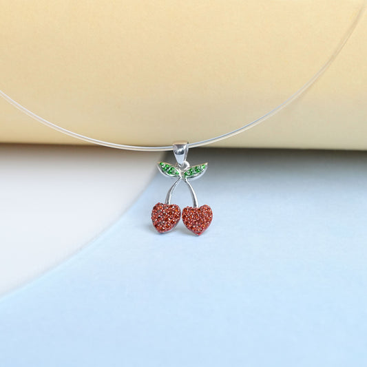 Round Cut Color Diamond Cheery Pendant