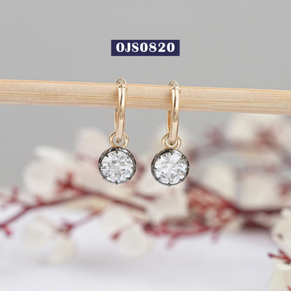 Old European Round Cut Dangle Earrings