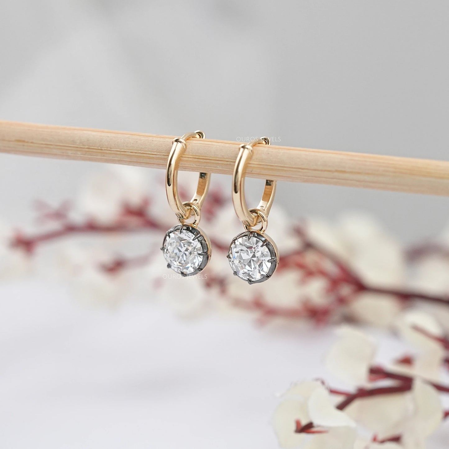 Old European Round Cut Dangle Earrings