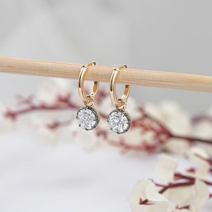 Old European Round Cut Dangle Earrings