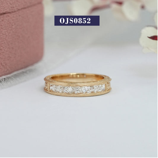 Channel Set French Cut Baguette Five Stone Wedding Ring