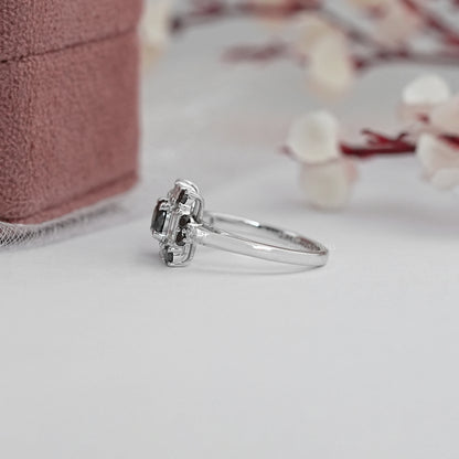 Black Round Cut Halo Lab Diamond Ring