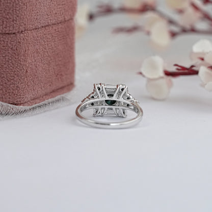 Black Round Cut Halo Lab Diamond Ring