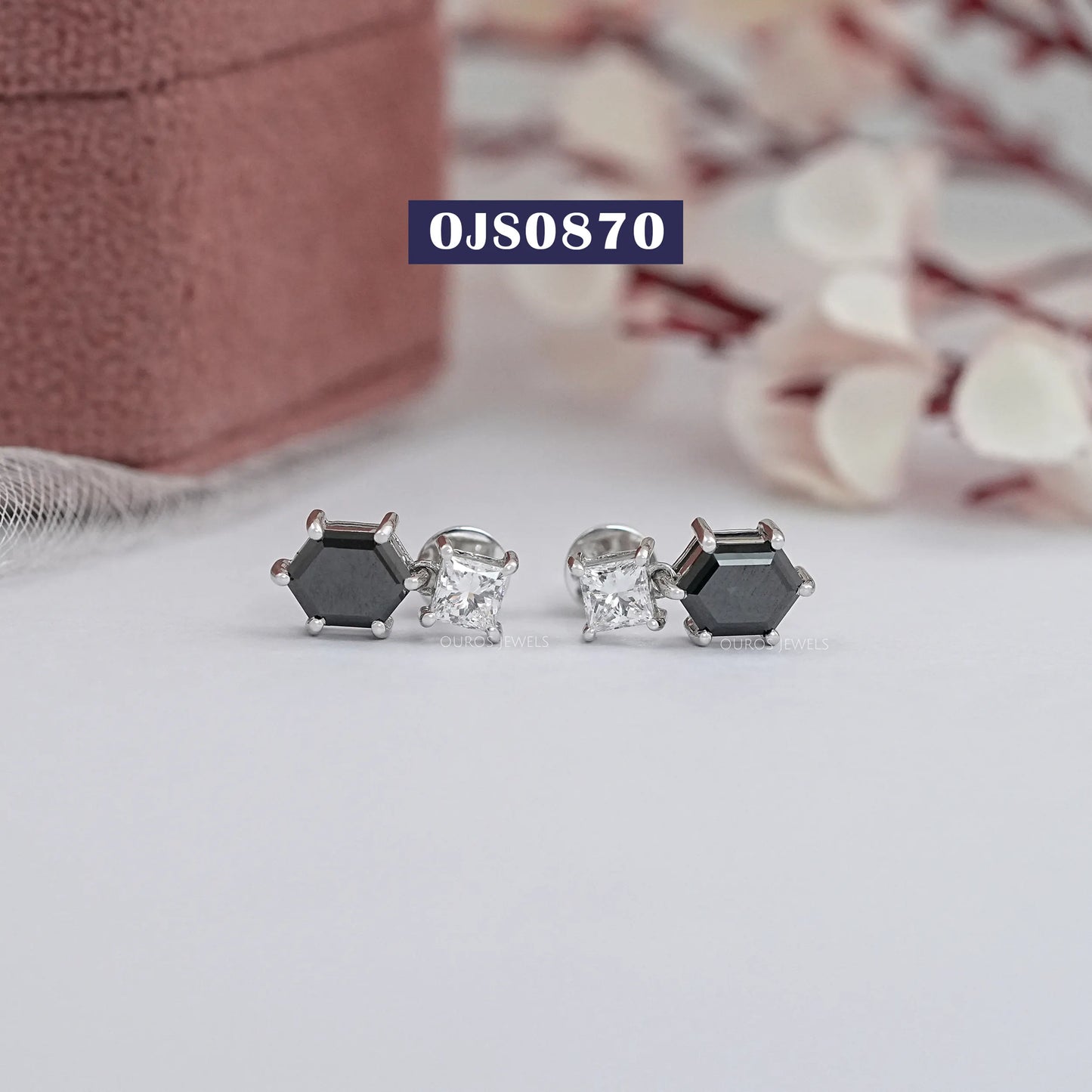 Antique Black Hexagon Cut Drop Earring