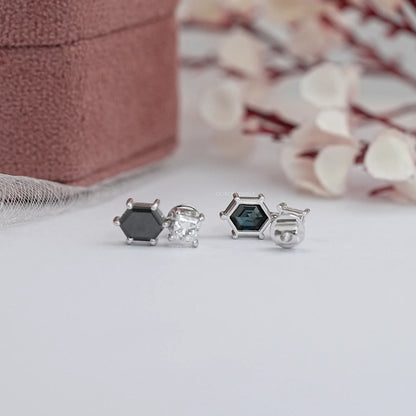 Antique Black Hexagon Cut Drop Earring