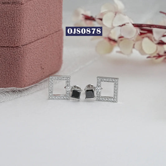 Black Round Cut Lab Diamond  Earrings